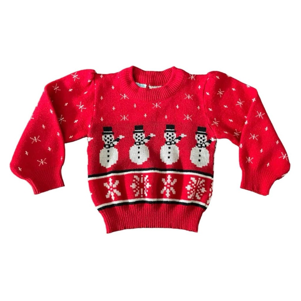Vintage girl’s 1980’s Images Puff Sleeve Snowman Sweater